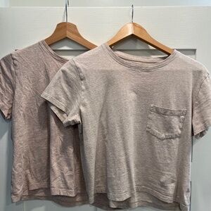 Everlane Box-Cut Tee bundle, size Small, tan/oatmeal heather